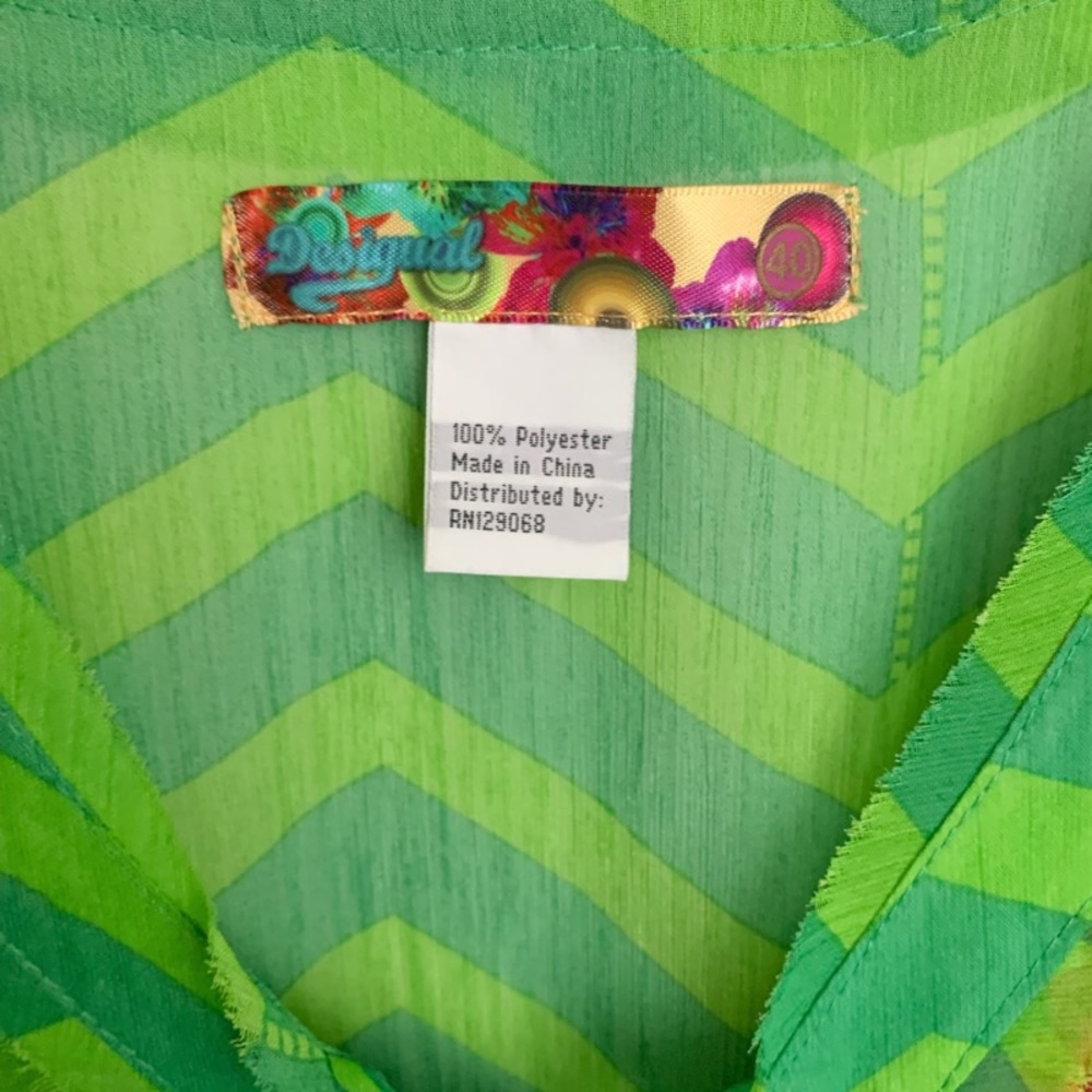 DESIGUAL | Damen Kleid Dress In Green w/ Designs - Picture 8 of 8